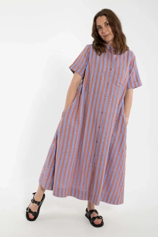 Danapril SS Seersucker Dress Light Rust/Lilla