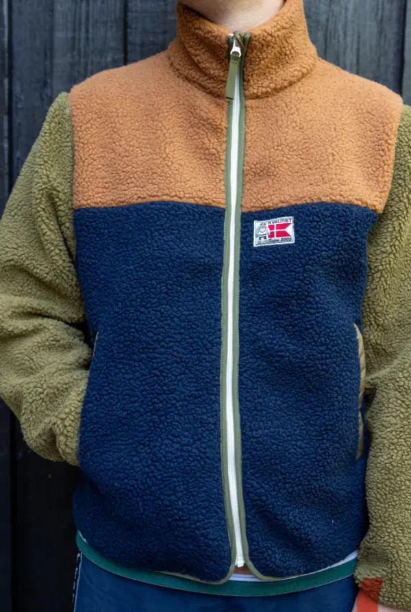 Danask Fleece Zip-Up - Khaki/Navy/Tobacco