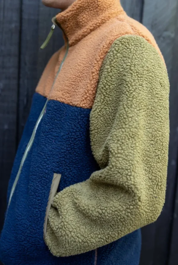 Danask Fleece Zip-Up - Khaki/Navy/Tobacco