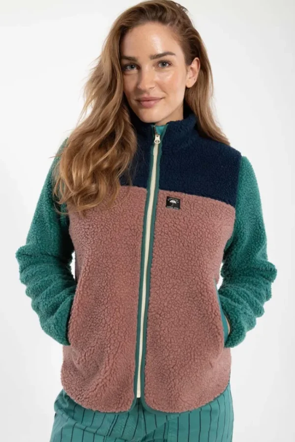 Danebirk Fleece Zip-Up Dk Navy/Light Slate/Dk Rose
