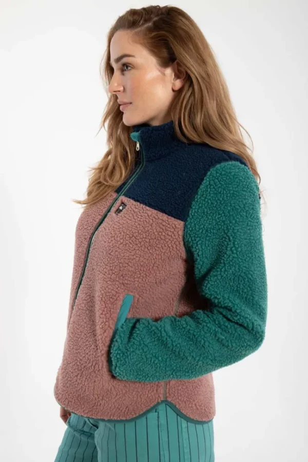 Danebirk Fleece Zip-Up Dk Navy/Light Slate/Dk Rose