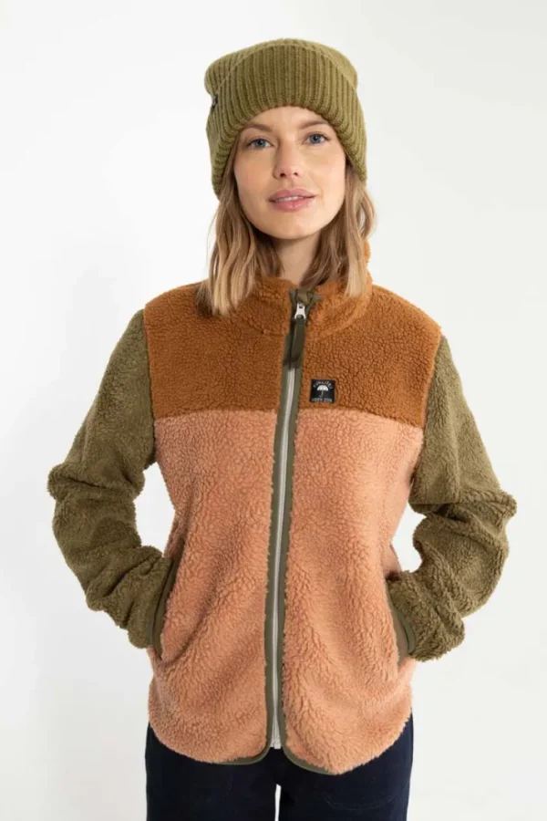 Danebirk Fleece Zip-Up Khaki/Antique Rose TOBACCO
