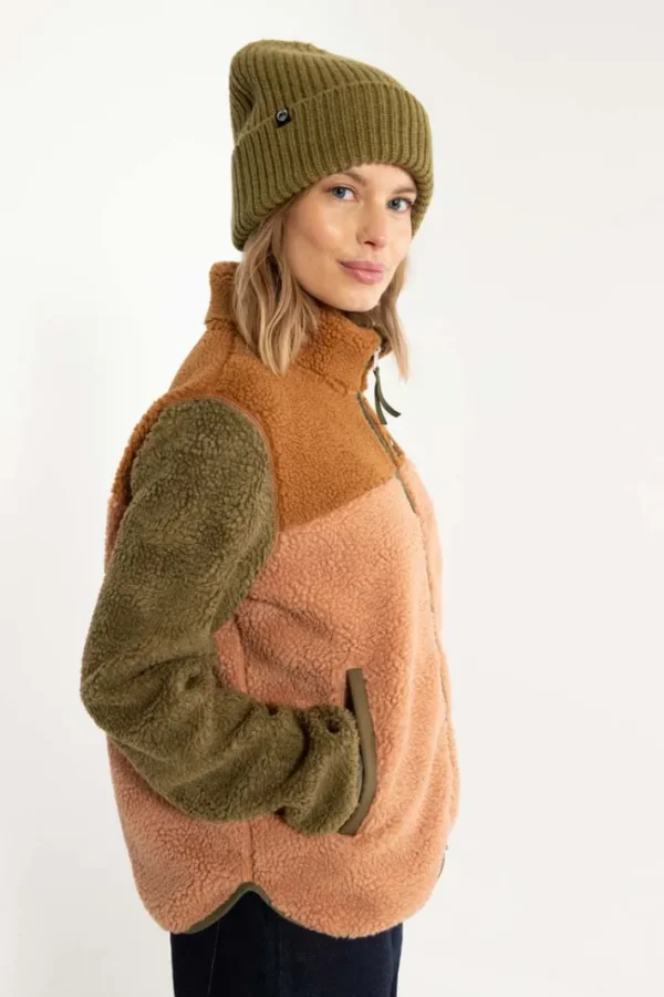 Danebirk Fleece Zip-Up Khaki/Antique Rose TOBACCO