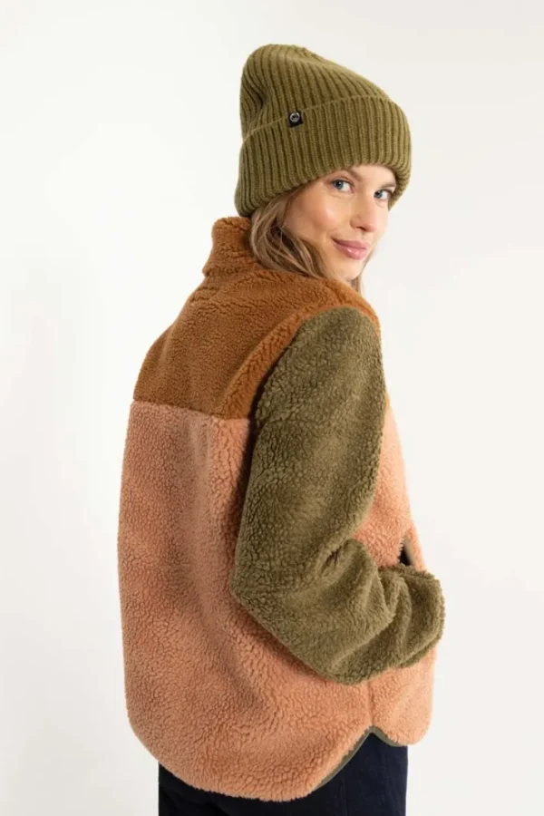 Danebirk Fleece Zip-Up Khaki/Antique Rose TOBACCO