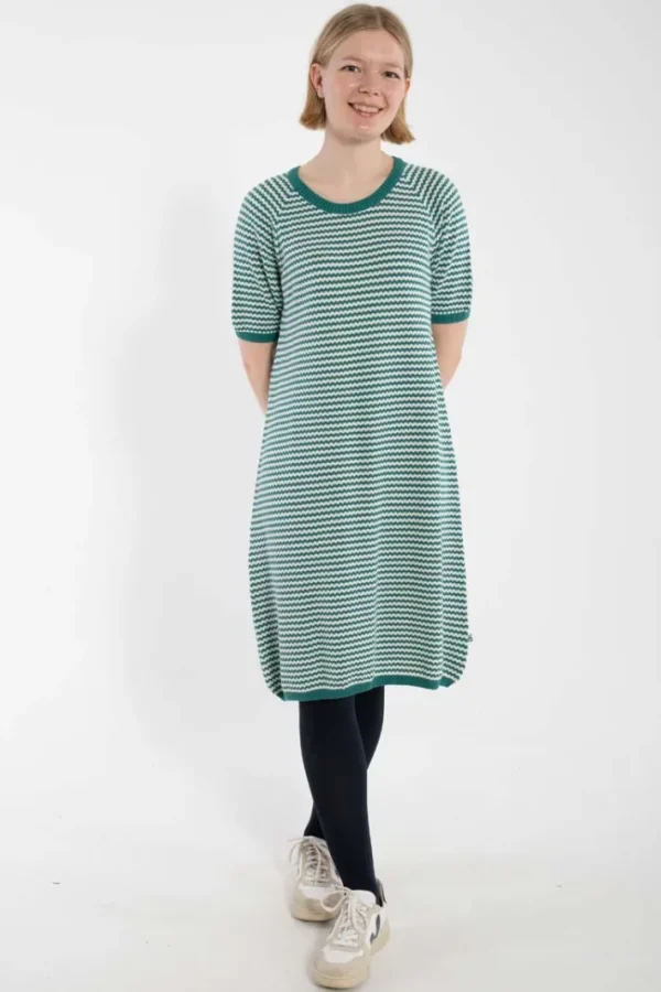 Daneblomme Pearl Knit Sweater Dress Dk Slate/Chalk