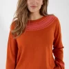 Danebright Light Cotton Knit Sweater Light Rust/Bright Pink