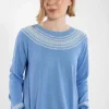 Danebright Light Cotton Knit Sweater Waterblue/Chalk