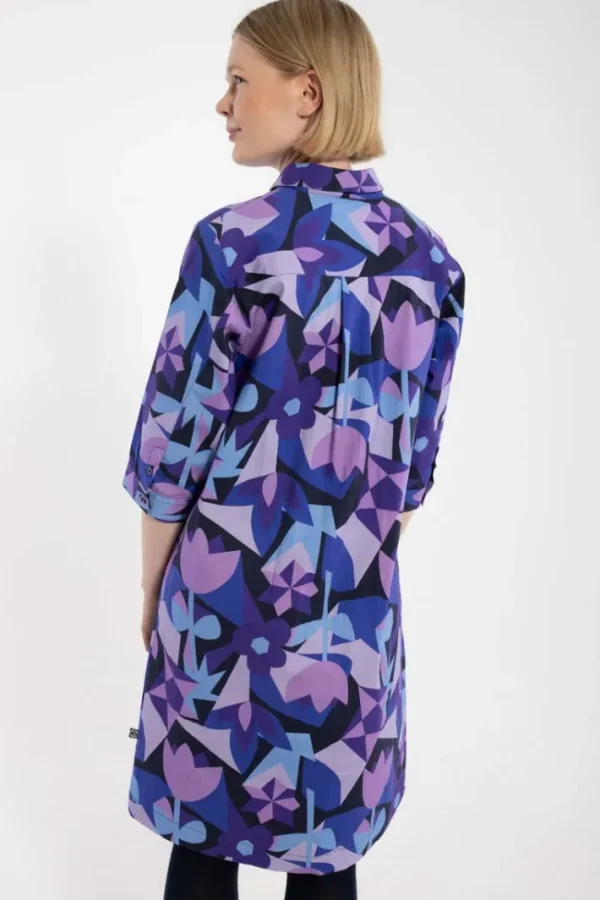 Danecarnation Poplin Stretch Dress Dk Navy GEOFLEUR