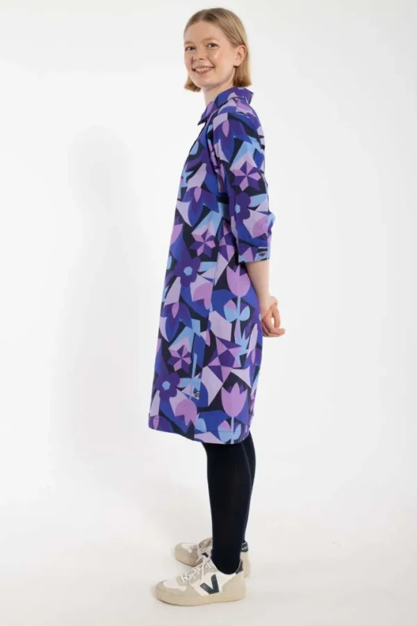 Danecarnation Poplin Stretch Dress Dk Navy GEOFLEUR