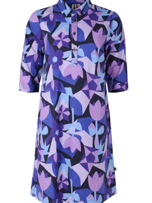 Danecarnation Poplin Stretch Dress Dk Navy GEOFLEUR