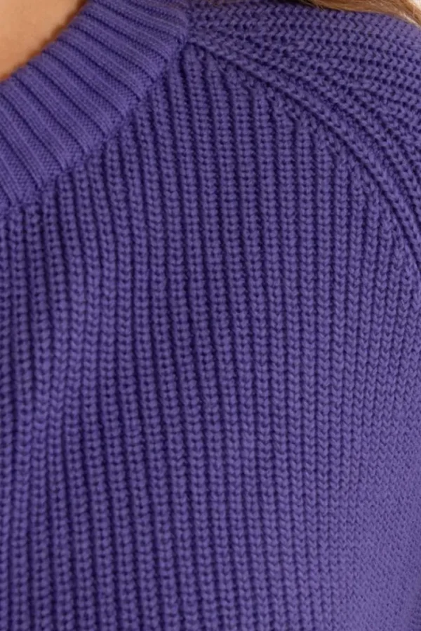 Danechunk Rib Cardigan Cold Purple