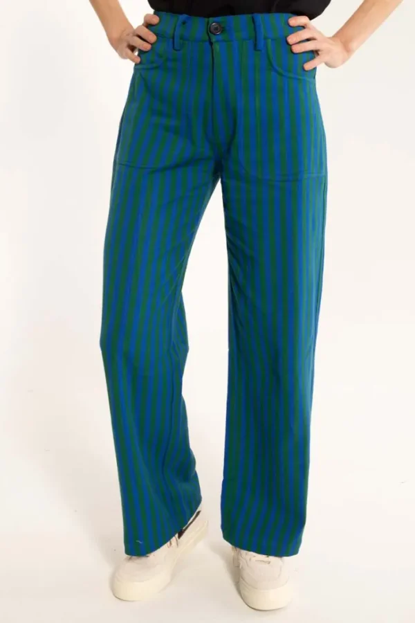 Danedaisy Light Canvas Pants Dark Pine/Deep Blue