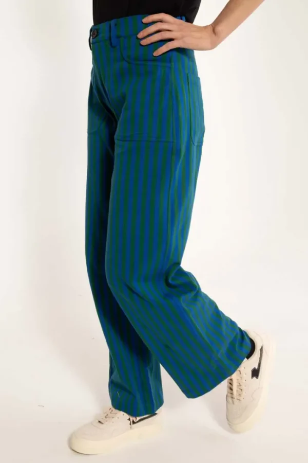 Danedaisy Light Canvas Pants Dark Pine/Deep Blue