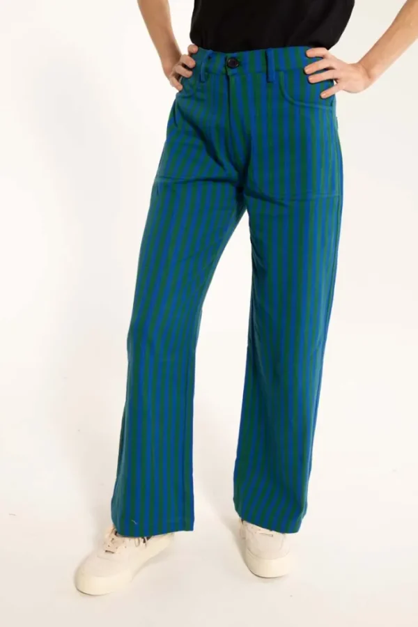 Danedaisy Light Canvas Pants Dark Pine/Deep Blue