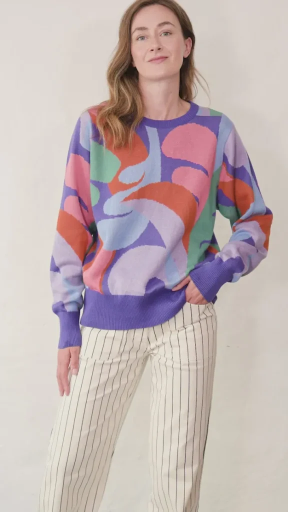 Danefox Cotton Jaquard Sweater Cold Purple TROPS