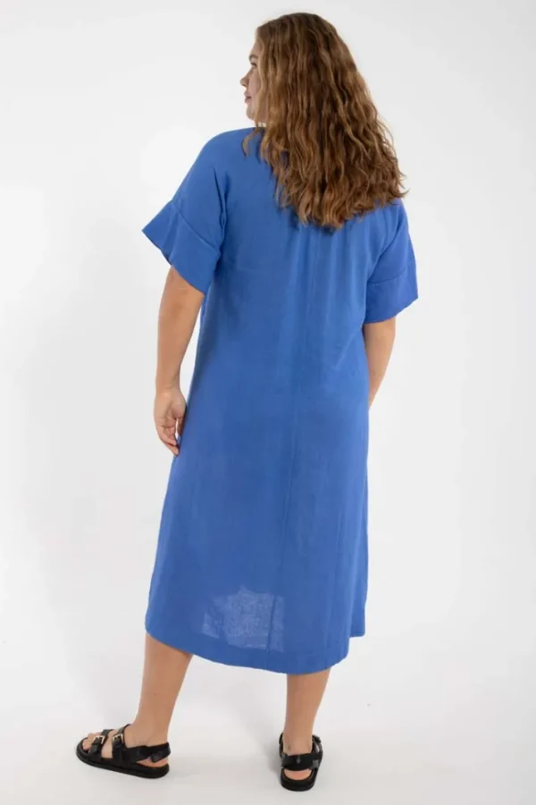 Danehostess Modal Linnen Dress Cold Blue