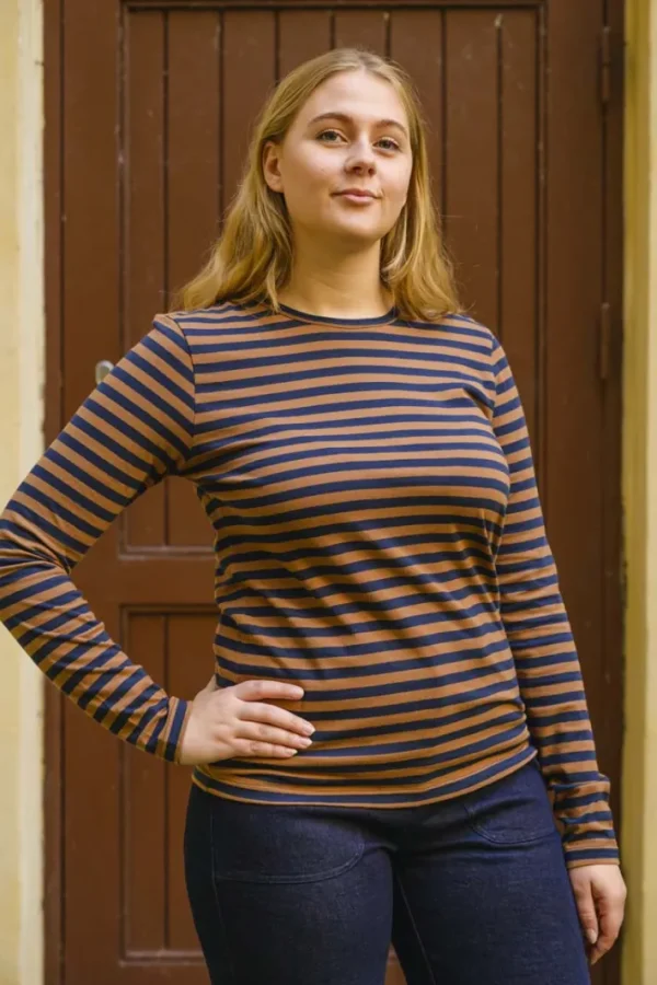 Danejubii LS Modal Tee Tobacco/Dark Navy