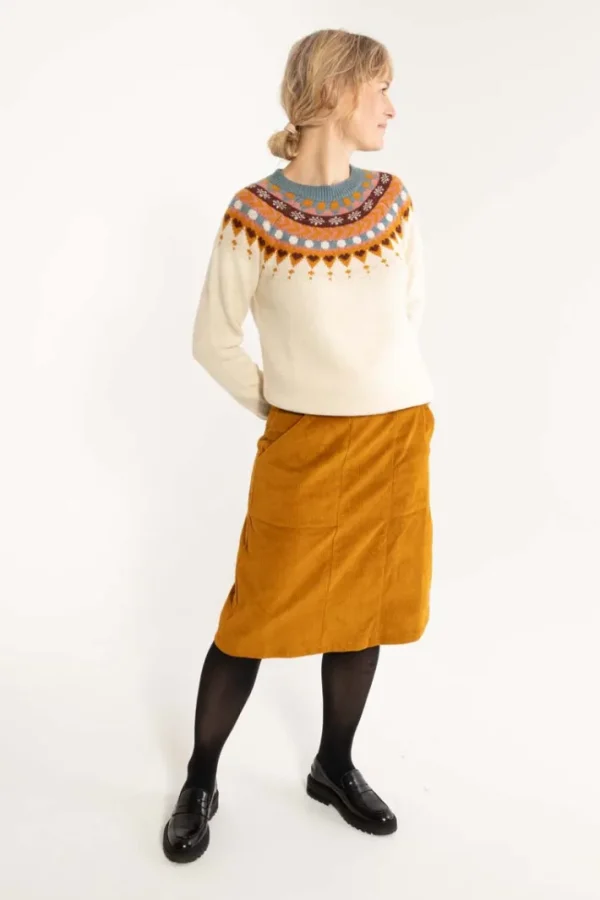 Danemaren Cord Stretch Skirt Mustard