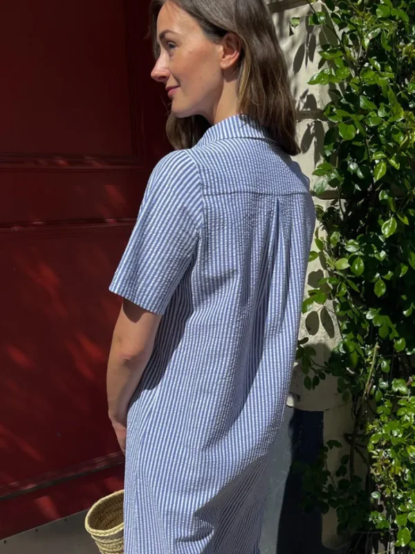 Danepippi SS Searsucker Dress Navy/Chalk