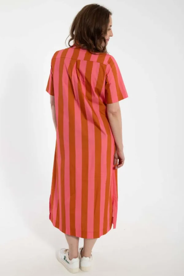 Danepippi SS Smooth Poplin Dress Bright Pink/Light Rust