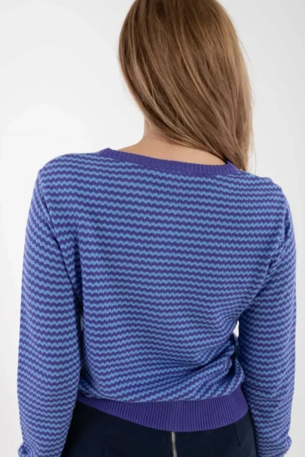 Danesaga Pearl Knit Cardigan Cold Purple/Waterblue