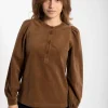 Danesanna Cord Stretch Shirt Brown Beige