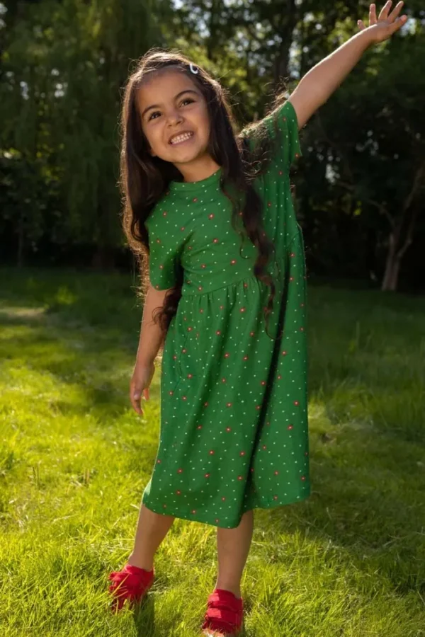 Daneshellfish Slub Dress Grass Green SPRINKLE