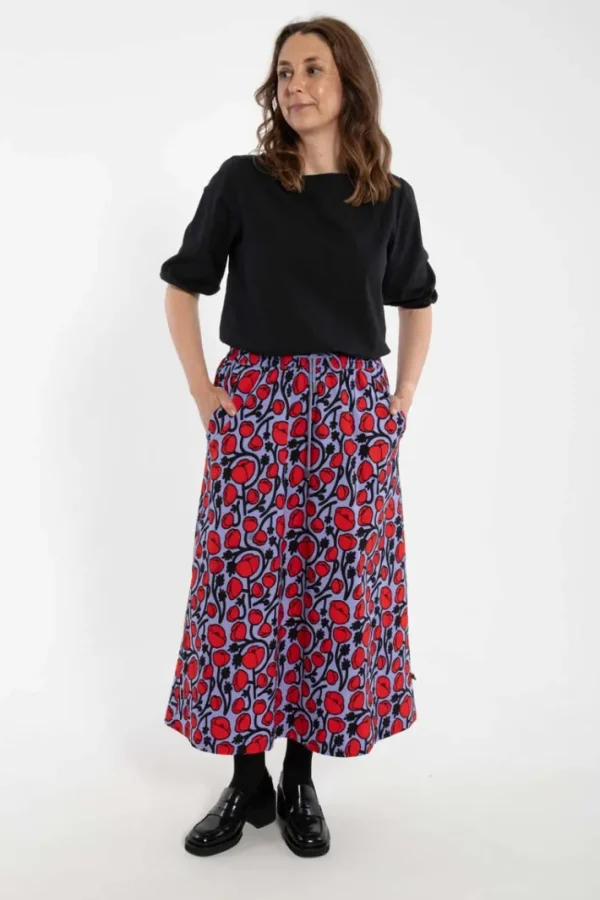 Danespresso Poplin Stretch Skirt Purple POPPY