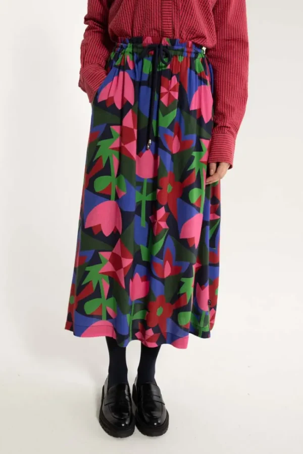 Danespresso Viscose Skirt Dark Navy GEOFLEUR