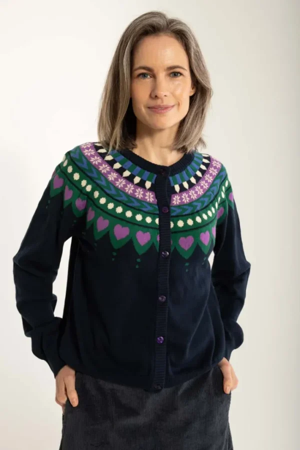 Danesweetheart Cotton Knit Cardigan Dark Navy