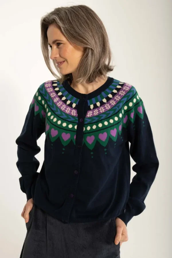 Danesweetheart Cotton Knit Cardigan Dark Navy