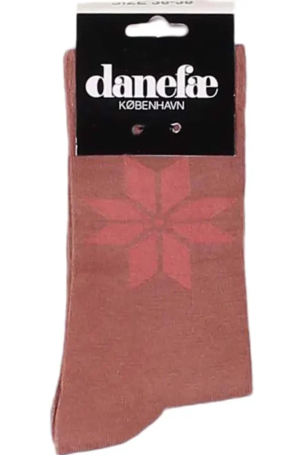 Danewalk with me Socks Beige Rose/Old Rose SNOWFLAKES