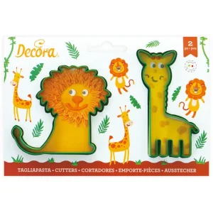 Decora Plastic Cookie Cutter Giraffe and Lion