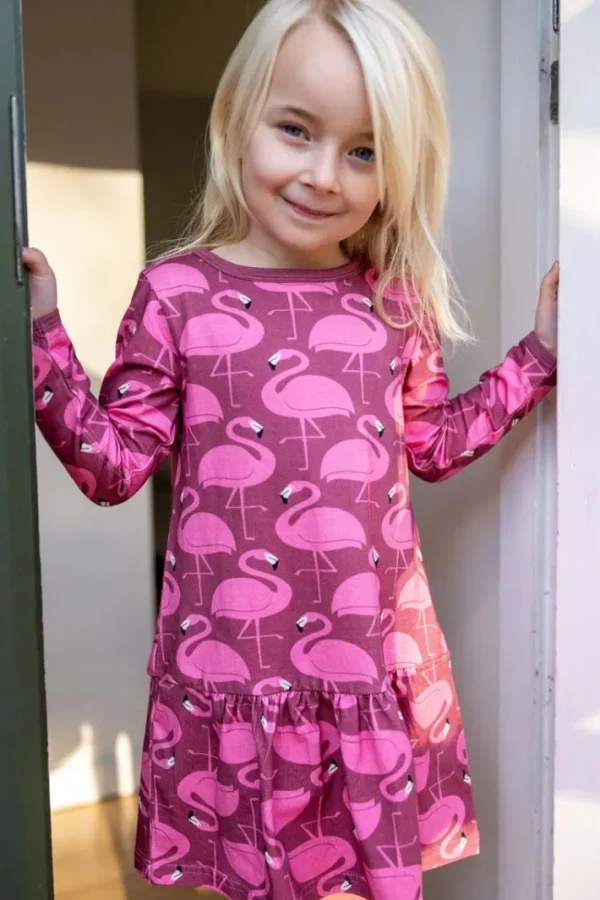 Dyrzanzi LS Dress AOP/STRIB Old Rose/Lovely Rose FLAMINGO