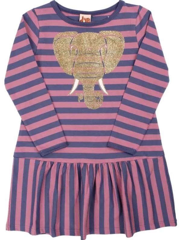 Dyrzanzi LS Dress AOP/STRIB Grey Marine/Old Rose ELEFANT