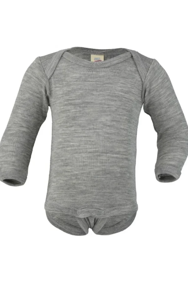 Engel Wool Natur Baby Body LS GOTS Lt Grey Melange