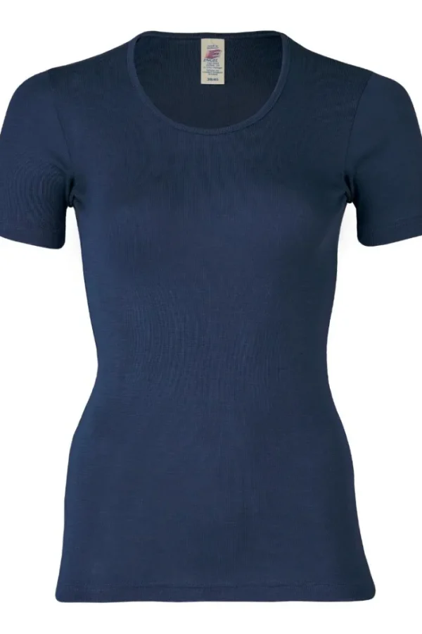 Engel Wool Natur Ladies Shirt SS Navy Blue