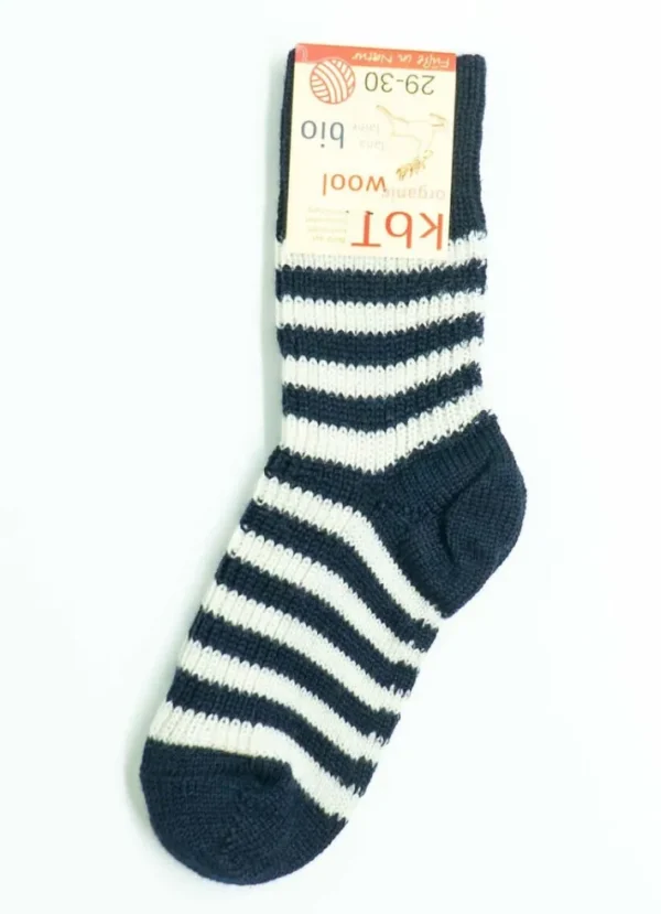 Hirsch Natur Wool Socks Stripes Marine/White