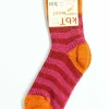 Hirsch Natur Wool Socks Stripes Raspberry/Red/Mango