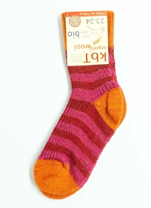 Hirsch Natur Wool Socks Stripes Raspberry/Red/Mango