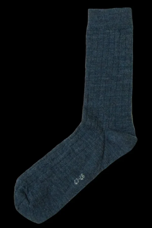 JOHA Wool Socks Thin Rib Denim