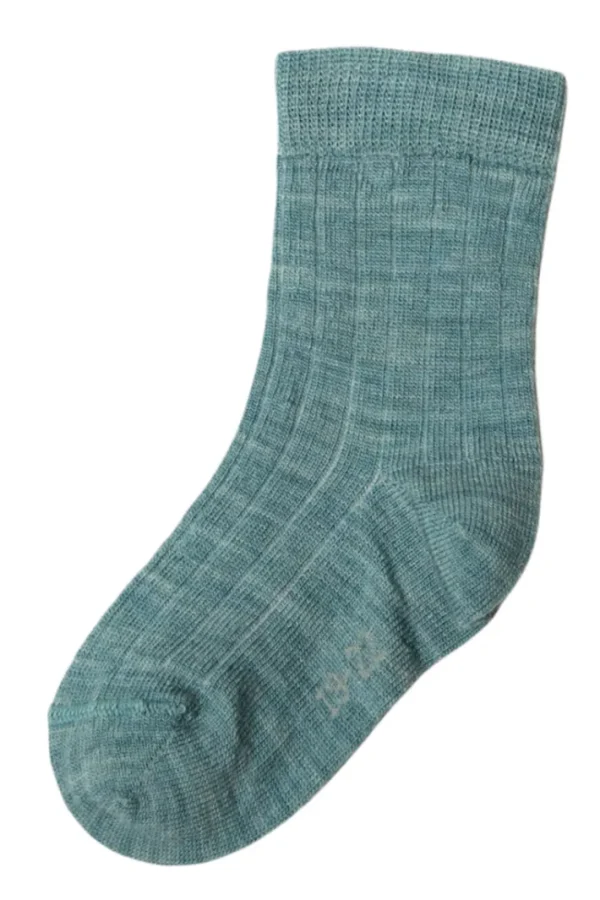 JOHA Wool Socks Thin Rib Aqua