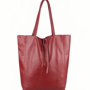 Leather Shoulder Bag Dark Red
