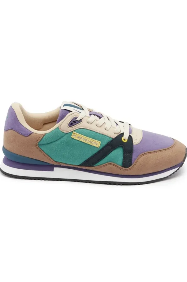 M.MOUSTACHE André Running Sneakers Suede Taupe Violet Petrole
