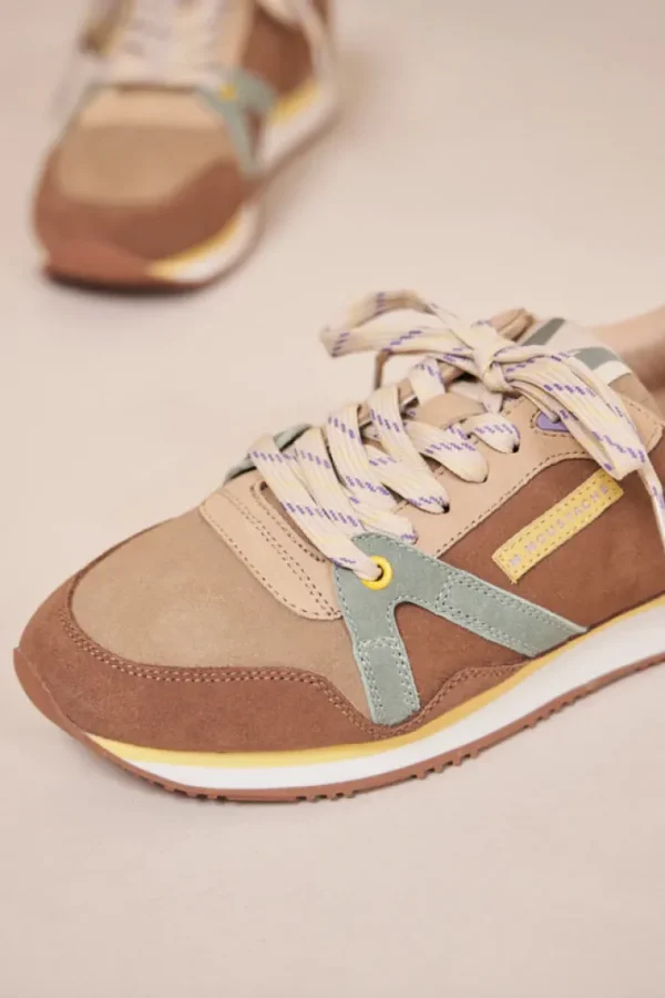 M.MOUSTACHE André Running Sneakers Suede Brun Sable Sauge