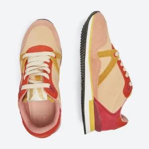 M.MOUSTACHE André Running Sneakers Suede Rose Nude Jaune