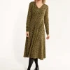 ORGANIC - Danandreasen Viscose Slub Dress Olive FLOWERY