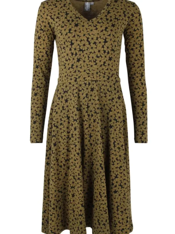 ORGANIC - Danandreasen Viscose Slub Dress Olive FLOWERY