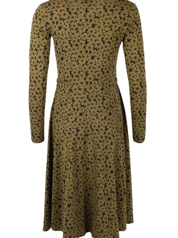 ORGANIC - Danandreasen Viscose Slub Dress Olive FLOWERY