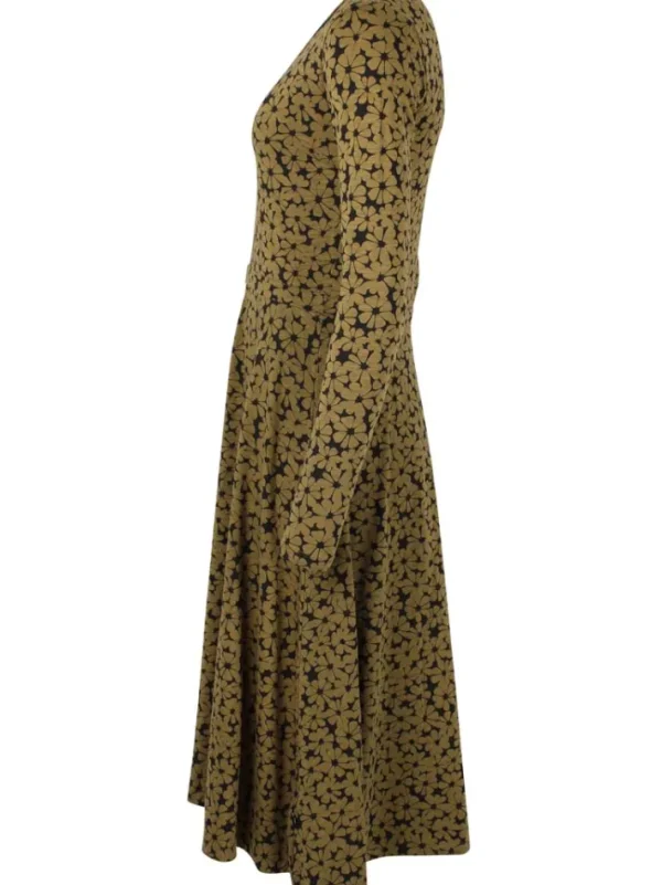 ORGANIC - Danandreasen Viscose Slub Dress Olive FLOWERY